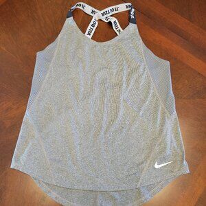 Nike Just Do It Racerback Tank Top Women's Size S — Grey — Mesh Back — Cross-Bac